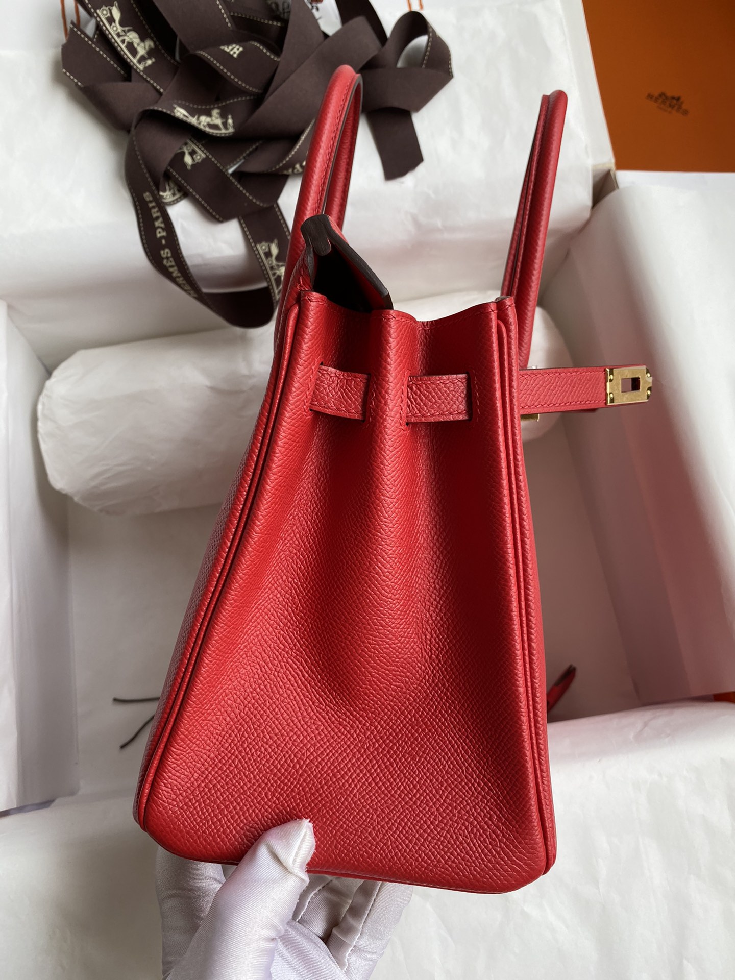 Hermes Birkin 25CM Epsom Leather Handbag Red